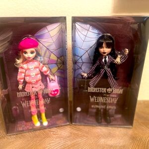 Monster High Wednesday Addams Enid Sinclair Family Fashion Doll Set Netflix NEW
